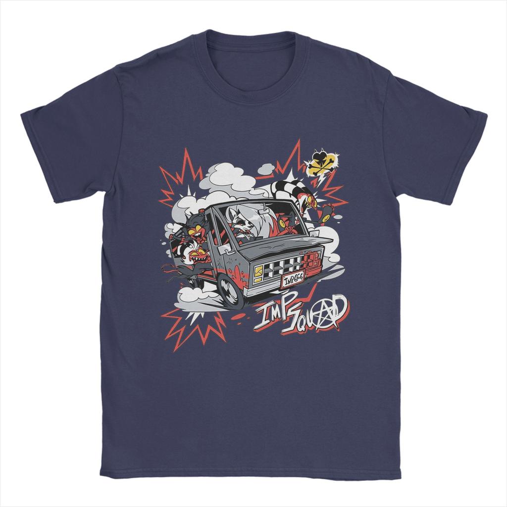 Men's T-Shirt I.M.P Squad Hazbins Hotels Vintage Pure Cotton Tees Short Sleeve  T Shirts Crew Neck Clothing Adult