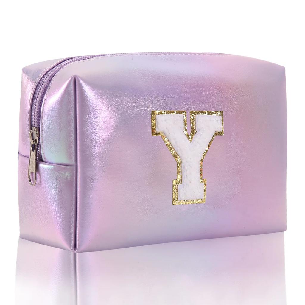 Octagonal Embroidered Letter Makeup Bag Large Capacity Travel Toiletries Storage Bag Handbag Cosmetic Bag Makeup Pouch Organizer
