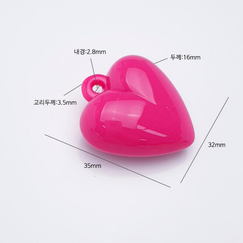 Colorful plump heart acrylic pendant keyring key holder material
