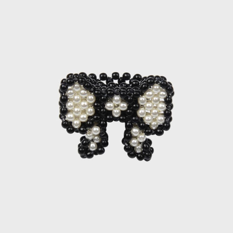 Eireve BEADED PEARL BOW RING (BLACK)