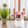 Artificial Silk Rose Flowers Bouquet Simulation Planting Pot for Home Party Decoration Pink