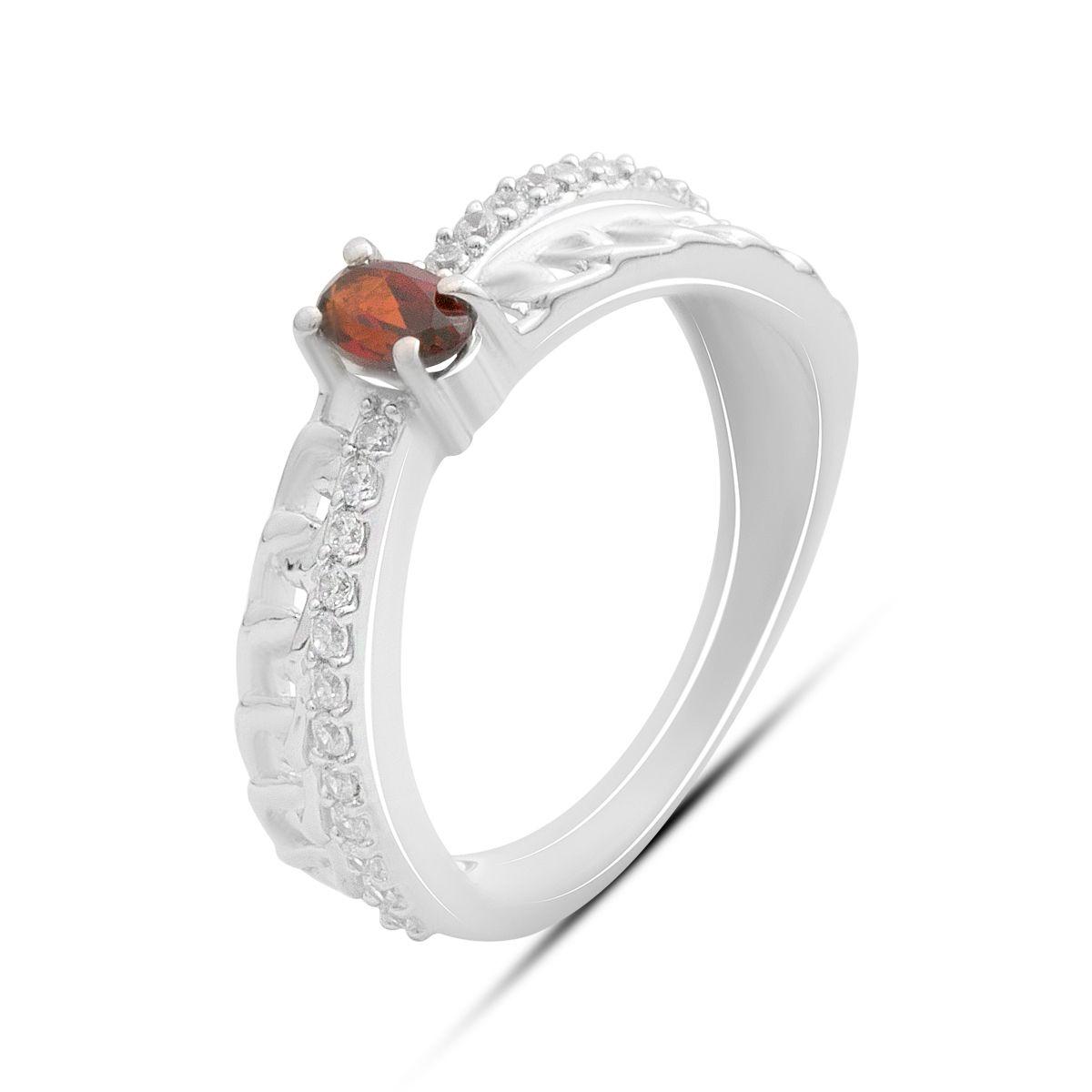 

Серебряное кольцо с натуральным гранатом 0.643ct, фианитами, вес изделия 2,56 гр (2191421) 18 темні цукерки apple червоний колір