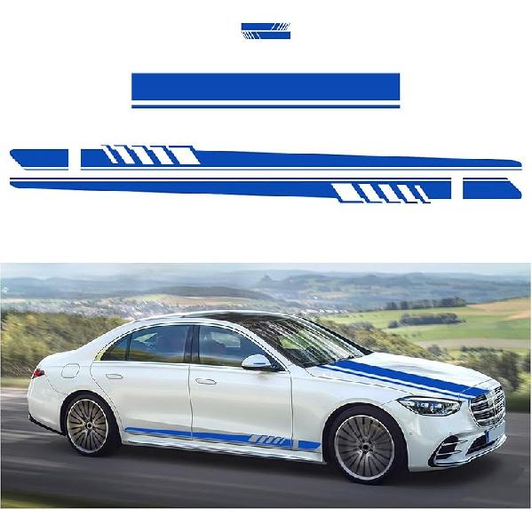 5 PCS Car Hood Stripe Sticker, Vinyl Modified Rearview Mirror Decals, Racing Sports Auto Body Side Sticker Decoration, Universal Exterior Stickers