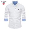 Gant 2025 Autumn Embroidery New Slim Fit Shirt Men's Casual Versatile Fashion Solid Color Long Sleeved Top