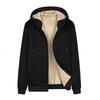 Men Hoodie Coat Solid Color Hooded Thicken Plush Winter Jacket for Daily Wear