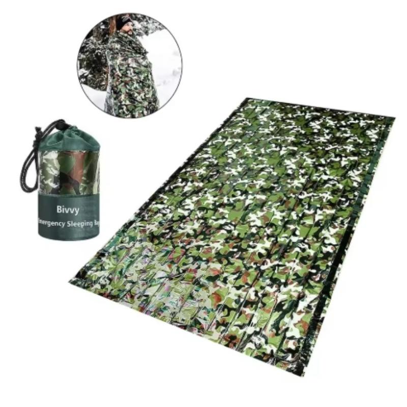 Pe Emergency Sleeping Bag Camouflage Waterproof Portable Survival 120X200Cm Sleeping Bag For Outdoor Camping Hiking Adventure