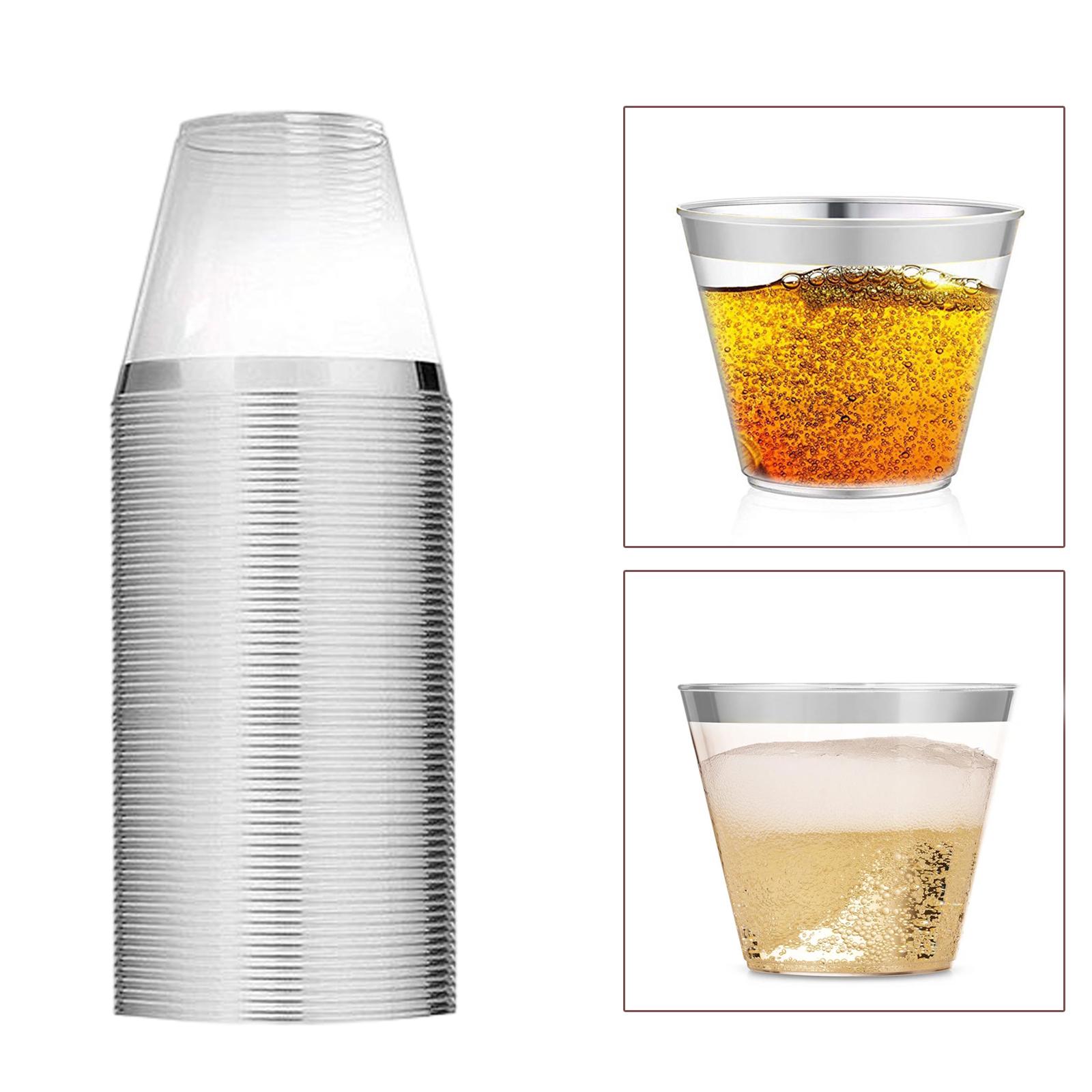 

30 Pieces Glitter Cups 9oz Juice Cup Dessert Glasses Tableware Drinking Cups for Christmas Party Wedding Decoration серебряный
