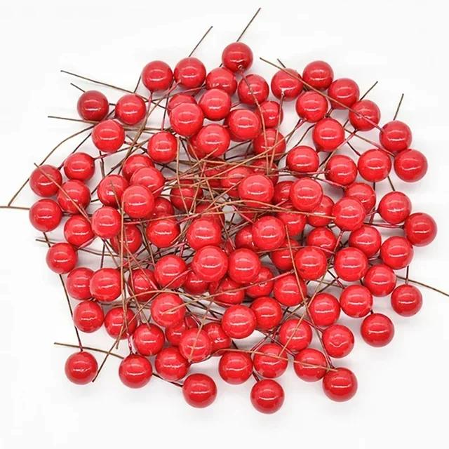 

Artificial Berries Red Gold Silver Cherry Mini Fake Berry Pearl Beads Home DIY Christmas Wreath New Year Party Gifts Decorations 50PCS красный