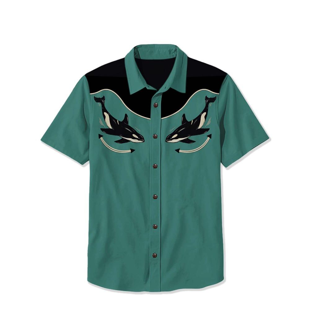 Men's Western Cowboy Style Short Sleeve Shirt Comfortable Breathable Summer Fashion Women's Shirt Top