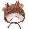 Antlers Christmas Hat for Children Thicken Plush Headgear White Furry Liner for Christmas Parties Cosplay Accessories