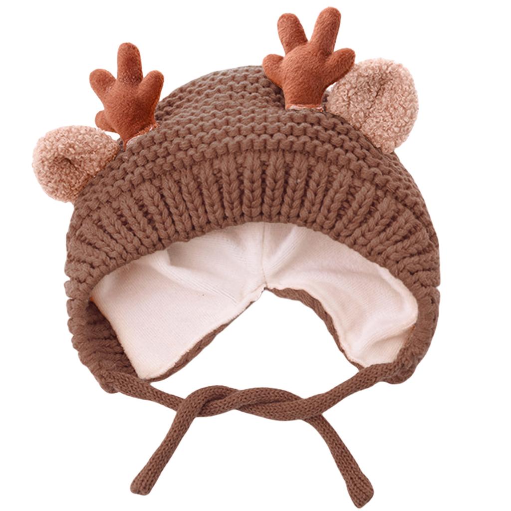 Antlers Christmas Hat for Children Thicken Plush Headgear White Furry Liner for Christmas Parties Cosplay Accessories