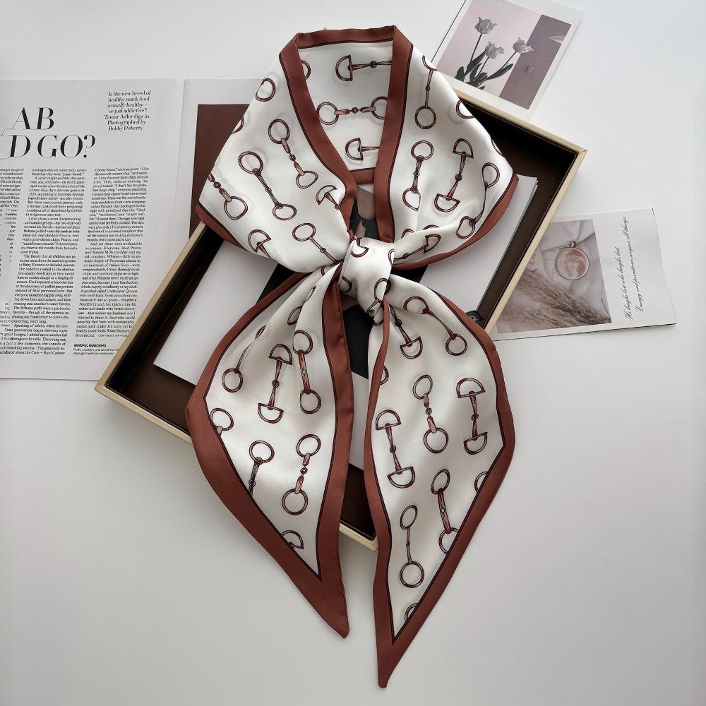 

1pc New Fashion Print Hair Ribbon Long Scarf For Women Neck Tie Bag Skinny Neckerchief Ladies Floral Headbands