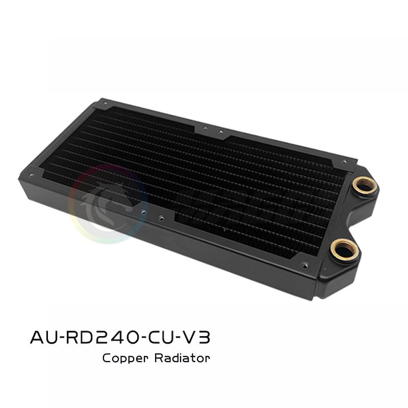 240 360 Copper Computer Water Cooling Radiator, 30mm Think Exhaust Heat Exchanger Dissipation Support 12cm Case Fan 240