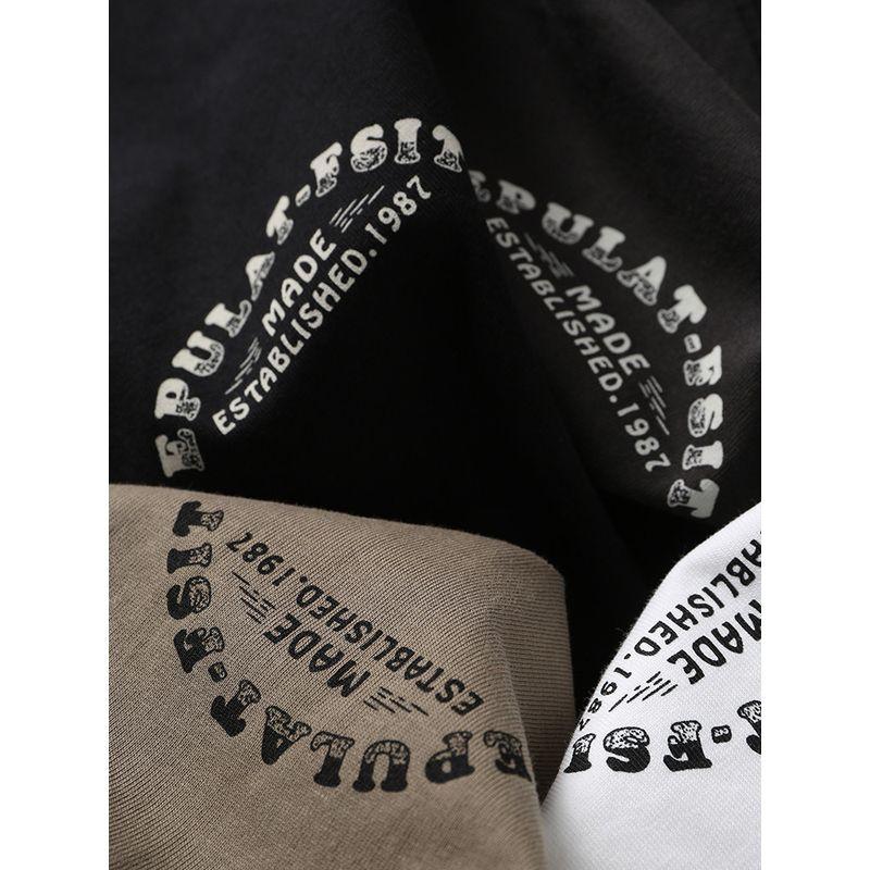 American vintage Cotton Fashion Brand Print Motorcycle Short sleeve T-shirt Men's Summer Foreign Trade Men's Vintage Cotton T-shirt