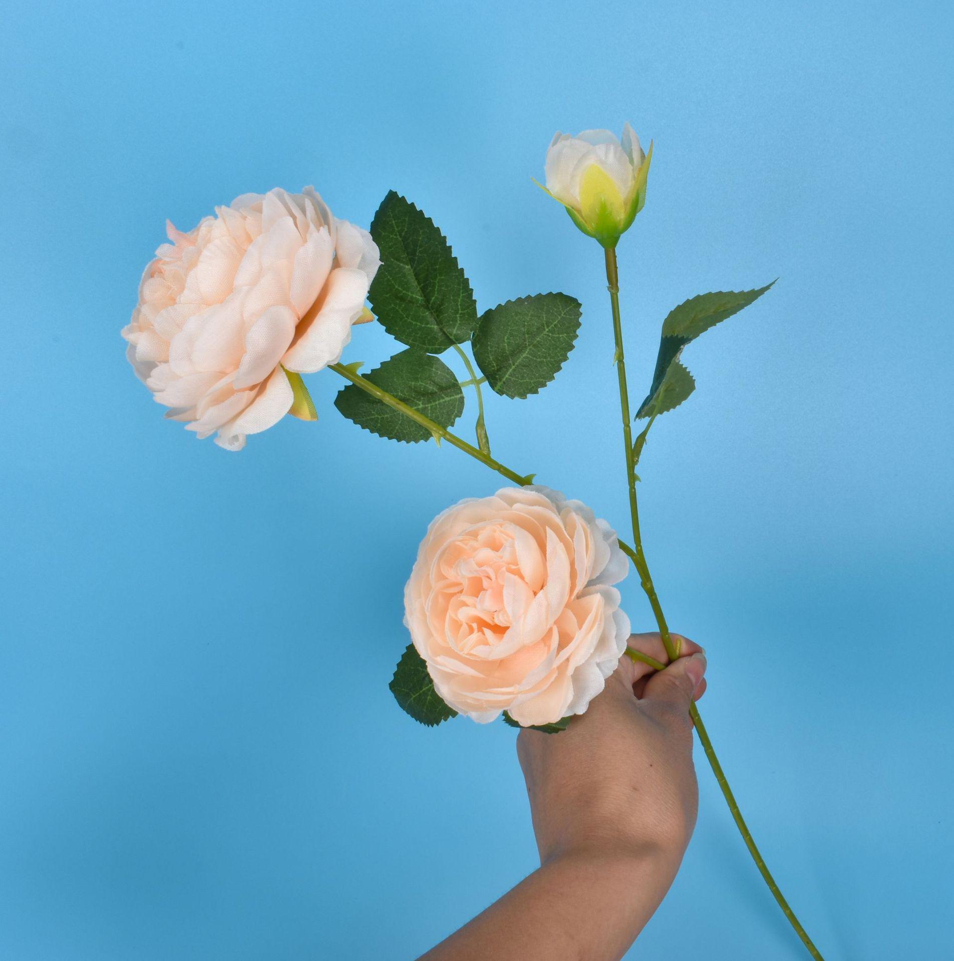 

Свадебная композиция из 3 пионов в европейском стиле - Искусственные шелковые цветы для домашнего декора розовый