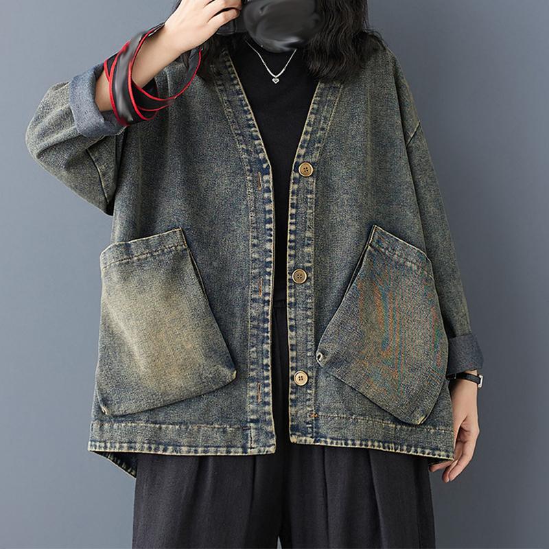 Autumn Women Classic Vintage Oversized Denim Outerwear Females Fashion Loose Jackets Leisure Luxury Coats