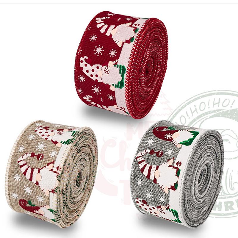 5m Flax-Like Hemming Band Santa Claus Ribbon Decorative Craft Ribbon Santa Claus Craft Tape