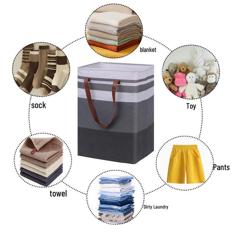 Foldable Cotton Linen Laundry Toy Storage Basket - Waterproof, Large Capacity