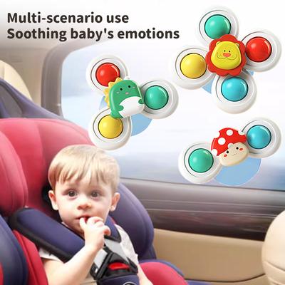 3Pcs/Set Suction Cup Spinner Toy Baby Hand-eye Coordination Sensory Cartoon Animal Spinner Toys High Chair Table Travel Bath Toy