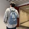 Casual retro solid color denim backpack new simple travel backpack versatile student schoolbag