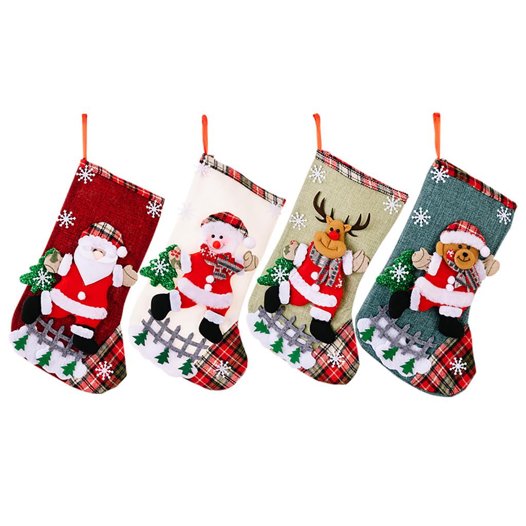 Christmas Burlap Plush Stockings Delightful Holiday Gift Bags For Candy And Decorations