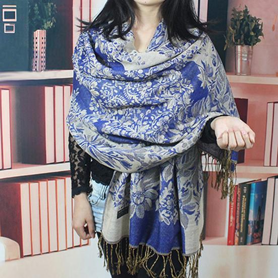 Scarf Tassels Style Vintage Smooth Cotton Shawl Scarf for Autumn
