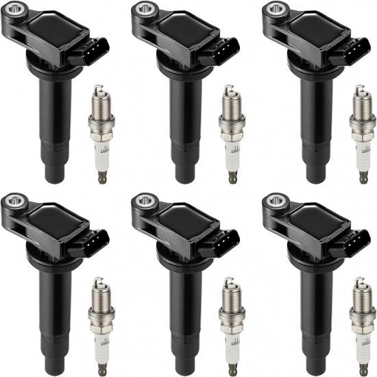 6pcs Ignition Coils + 6pcs Iridium Spark Plugs For Toyota Camry Avalon Sienna Lexus ES300 RX300 UF267 6pcs