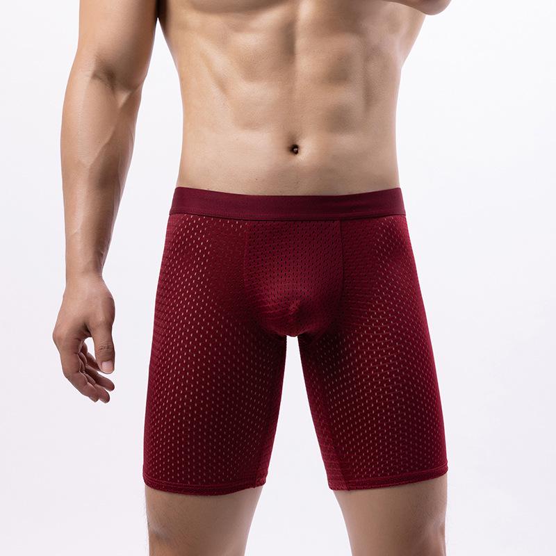 Men's Ice Silk Mesh Breathable Boxer Briefs - Anti-Chafing Four-Corner Shorts for Running