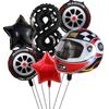 6PCS Motor Helmet Balloon Wheel Tire Racing Balloons Birthday Decor Boys Race Car Dirt Bike Motorcross Hot Wheel Party Supplies