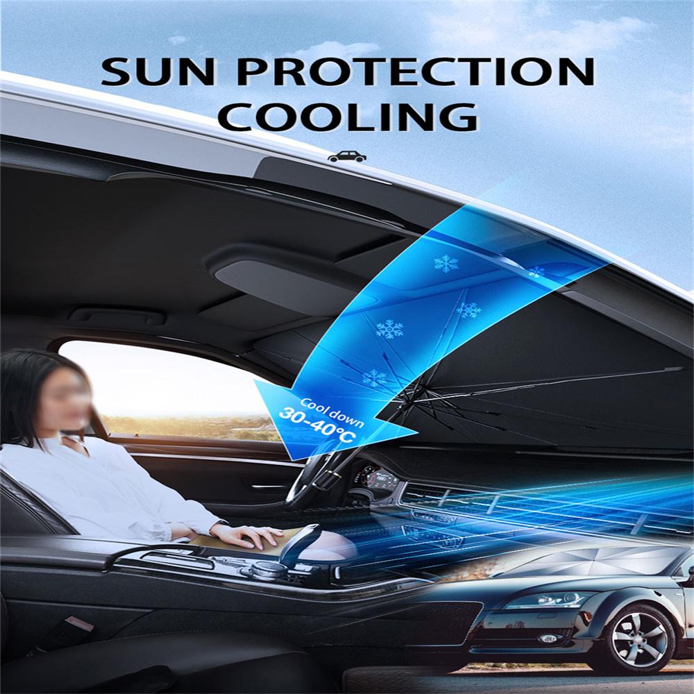 Titanium Upgraded Car Windshield Sun Shade Umbrella 7-Layer UV Blocking Sunshade