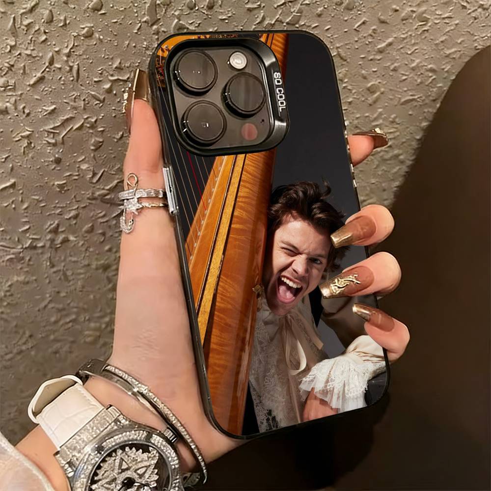 singer H-aRRy Music Styles Phone Case For iPhone 17,16,15,14,13,12,11 Plus,Pro Max,XS,Colored Silver Plated Inside Cover