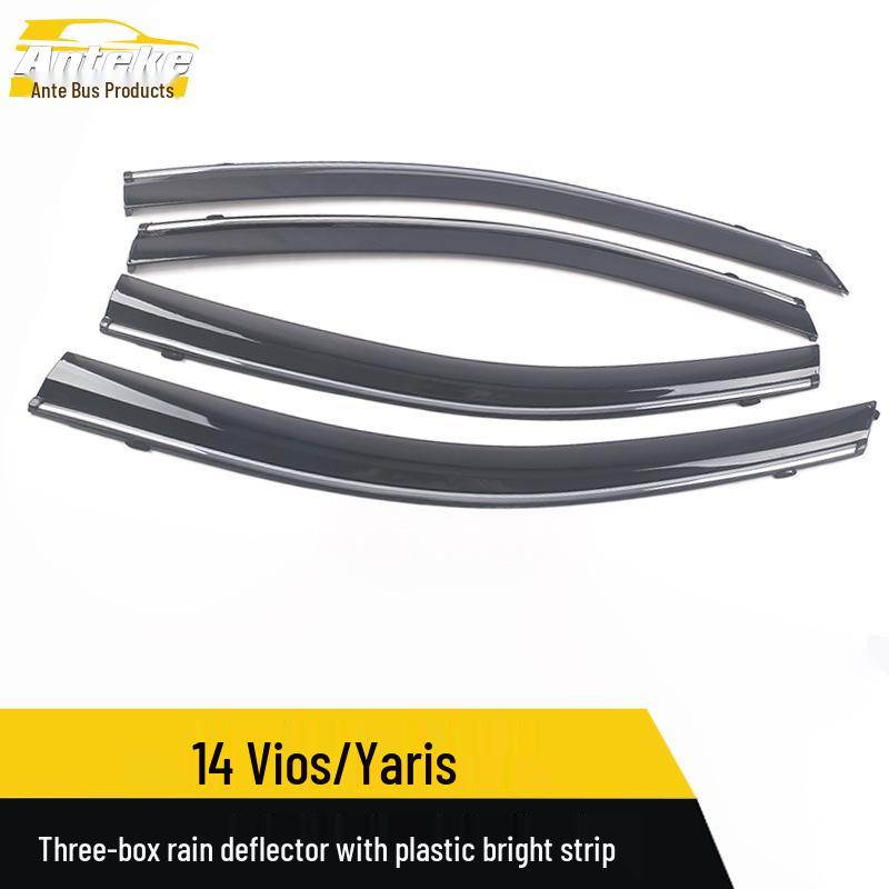 Rain Guards with Bright Strip for 14 Vios/Yaris ATIV Models - Plastic Exterior Modification Accessories.