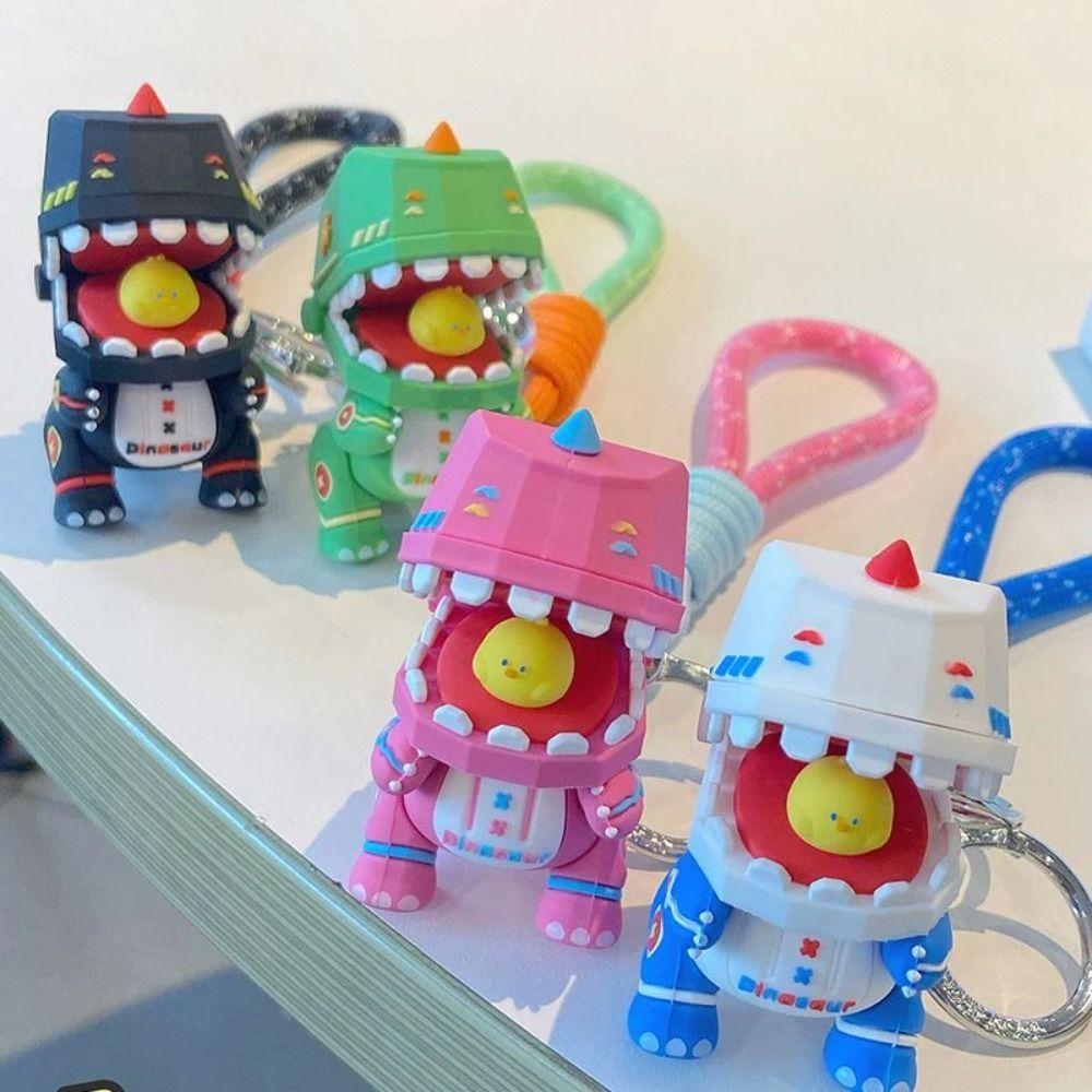 

Eat Chicken Mechanical Dinosaur Keychain Colored Rope Dinosaur Figure Keychain Key Ornament білий