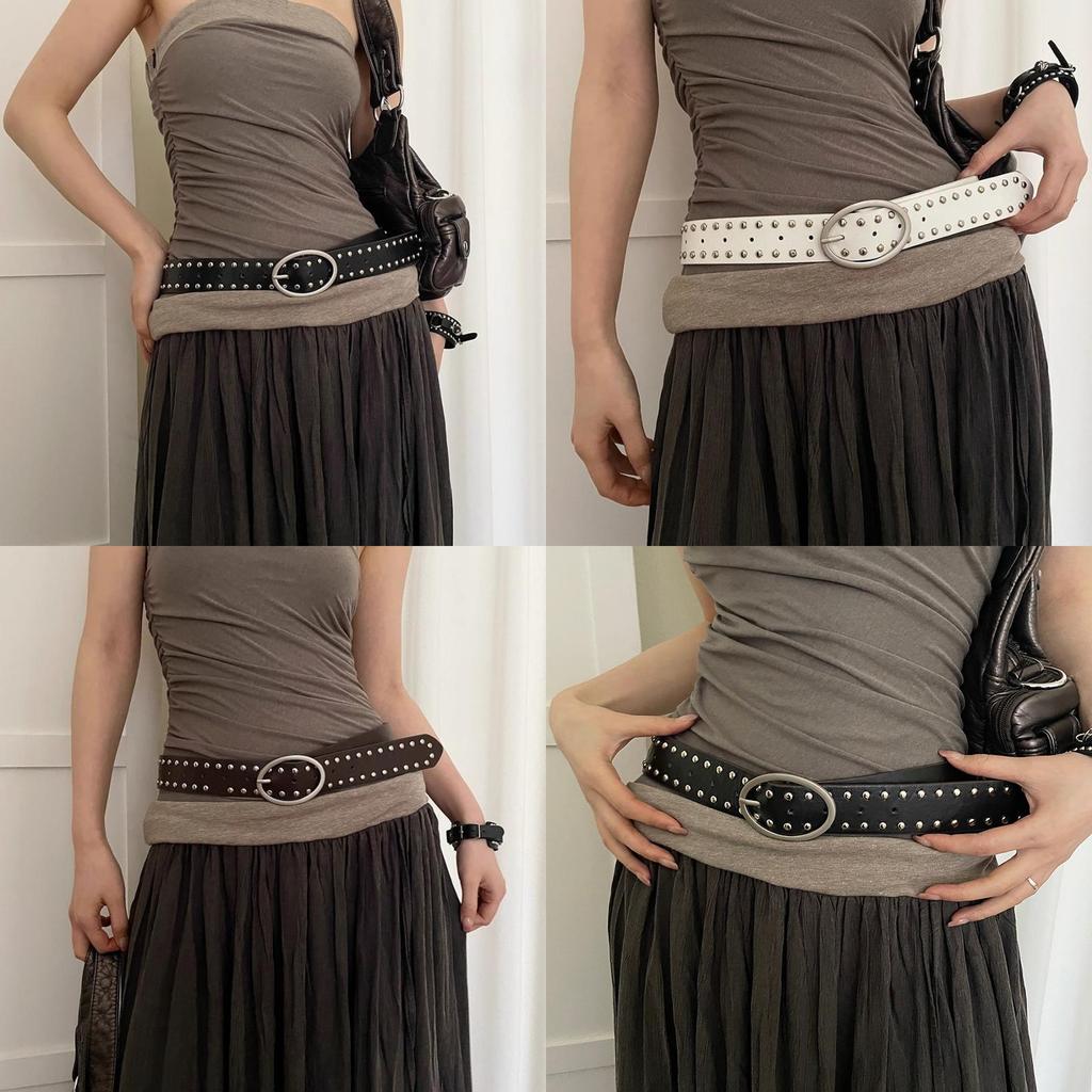 Punk Fashion Pu Leather Belt With Metal Pin Buckle For Women Summer 2025