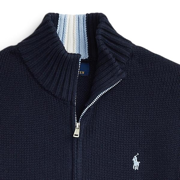Polo Ralph Lauren Sweater FW24 Solid Color Logo Embroidered Half High Neck Zipper Long Sleeve Knit Kids Sweaters Deep-Blue CWPOSWEY6820537-410