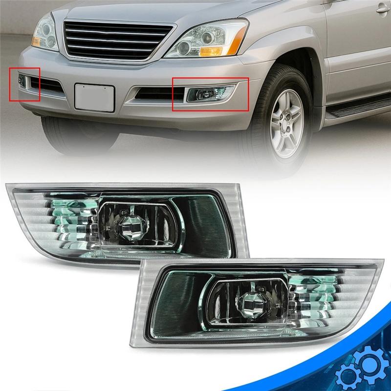 ABLZ-Front Bumper Fog Light Set 1 Pair For Lexus GX470 UZJ120 2003-2009 Driving Lights Part Numbers 81211-60160 81221-60080