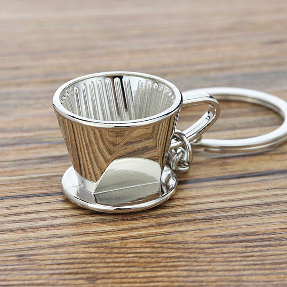 Metal 3D Creative Coffee Keychain Pitcher Moka Pitcher Keyring  Birthday Gift