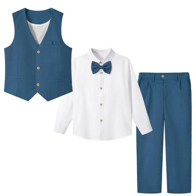 LOLANTA Jungen Formelles und Lässiges Anzug-Set, 4-teiliges Set aus Baumwolle und Leinen mit Langarm, Perfekt für Shichi-Go-San, Klavierkonzerte, Konzerte, Hochzeiten, Geburt