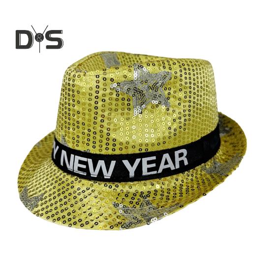 

Шляпа с пайетками С Новым годом Джазовая шляпа Винтажная ковбойская вечеринка в клубном стиле Фотореквизит Блестящая фетровая шляпа для взрослых Головной убор для косплея Праздники Карнавал золотистый