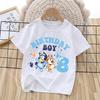Cartoon Blueys Its My Birthday Number 19 T Shirt for Boys Girls Summer Kawaii Cotton Clothes Tops Anime Short Sleeve Cute Gift