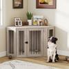 Dog Crate Furniture Side Table, with Cushion, 122 x 61 x 71cm - Walnut Brown