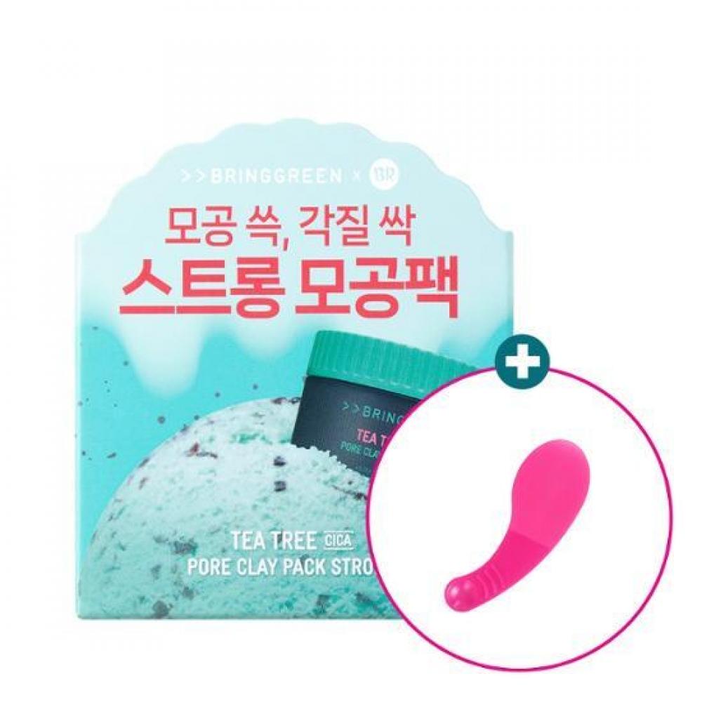 

Bring Green Tea Tree Cica Pore Clay Pack Strong 100 г + бесплатные шпатели Совместная работа Baskin