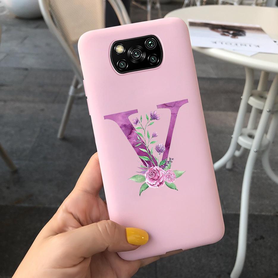 For Xiaomi Poco X3 NFC Case Soft Silicone TPU Cute Letter Back Cover For Xiaomi Poco X3 Pro Bumper PoxoX3 NFC Phone Cases 6.67''