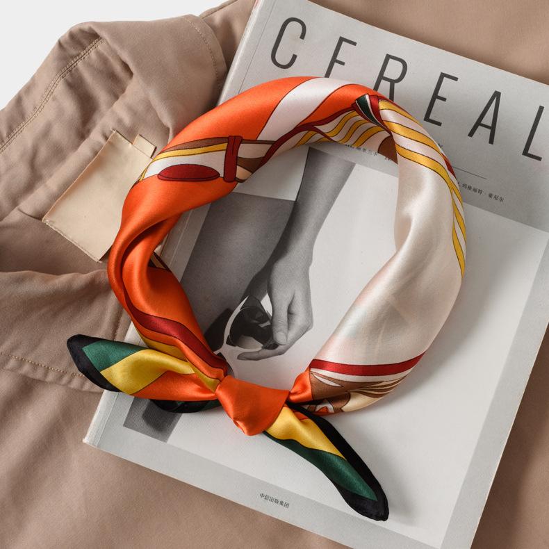 Silk Spring and Summer Silk Scarves, Seven-color Scarves, Small Necker Scarves, Digital Printed Silk Scarves, Small Square Scarves