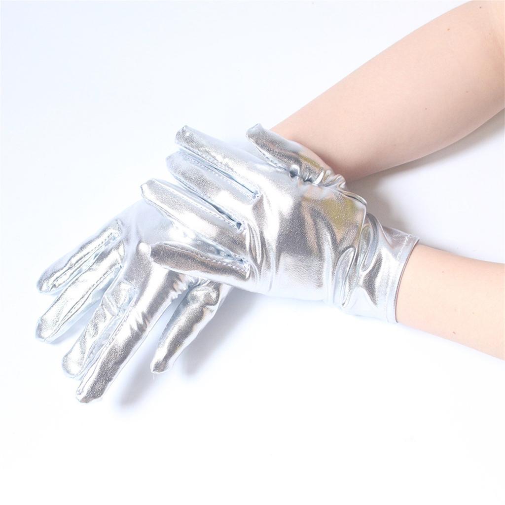 Gants courts en cuir verni pour cosplay, gants de performance punk, gants de performance pour fête en boîte de nuit