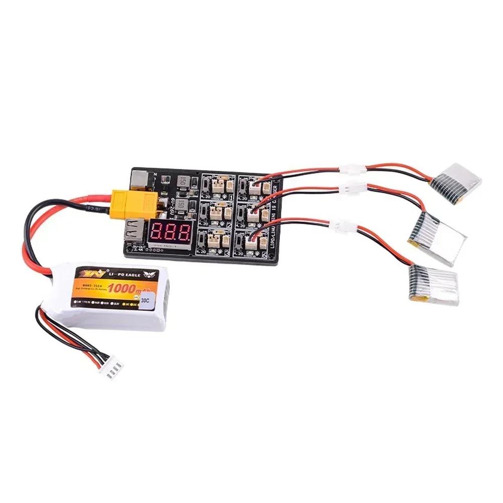 1PC Charger Board For Up To Six 1S LiPo/LiHV Batteries With Individual Monitoring 12A3V Adapter FOR XT60 For RC Aircraft Battery