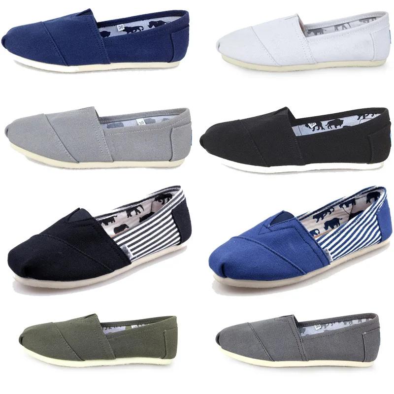 Men and Women Shoes Large Size 35-45 Breathable Flat Canvas Flat Shoes Solid Color Soft Leather Linen Shoe
