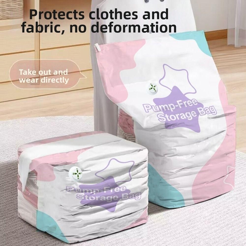 Press & Seal No-Pump Vacuum Storage Bags Space Saving Clothing Organizer Bag  Travel Moving Packing