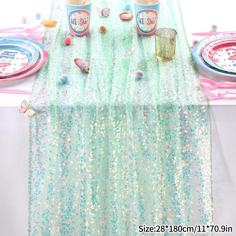 Laser Shinny Tablecloth Balloon Kpop Decoration Wedding Birthday Party Background Decoration Table Runner Tablecloth