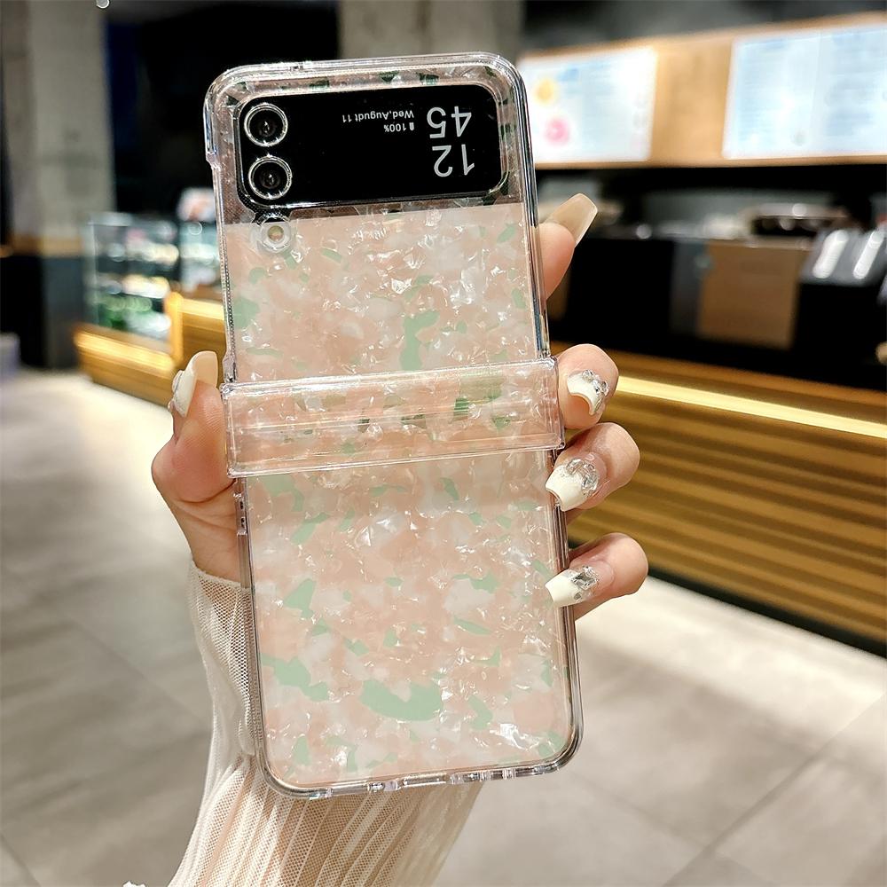 Glitter Dream Shell Pattern Case For Samsung Galaxy Z Flip5 6 Shockproof For Galaxy Z Flip 5 Z Flip 6 Z Flip 4 Z Flip3 5G Cover